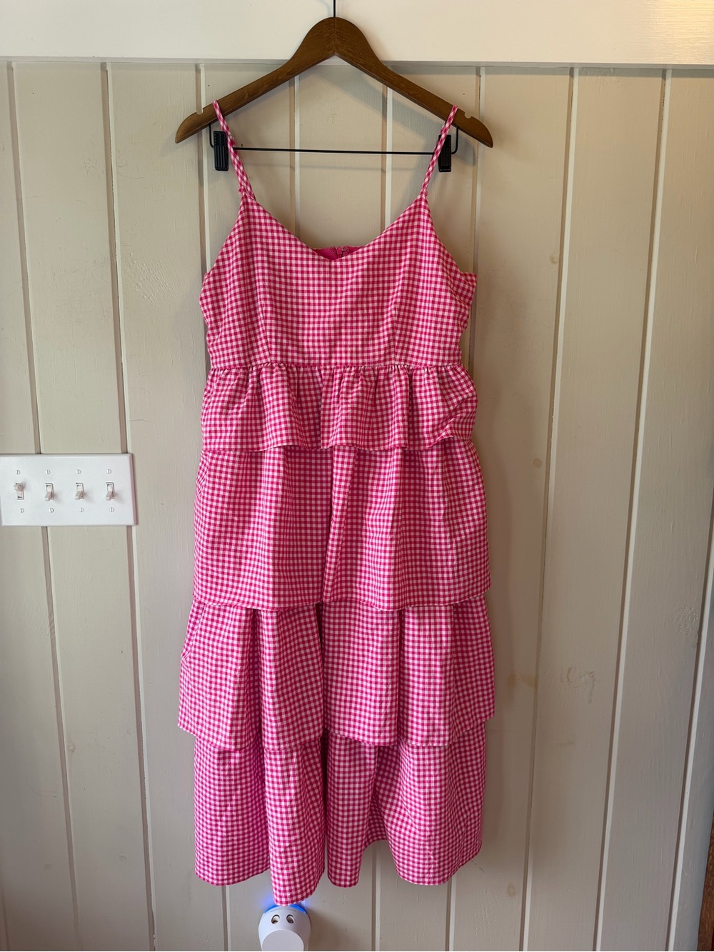TCEC Women’s Pink Gingham Tiered Sundress, Size Large, Like New